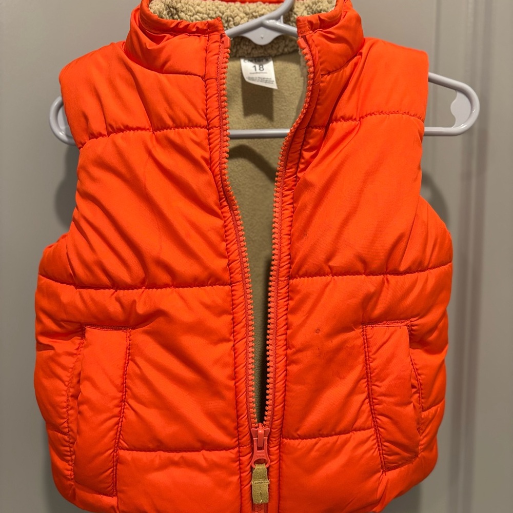 Carter's Orange Puffer Vest with Cream Lining